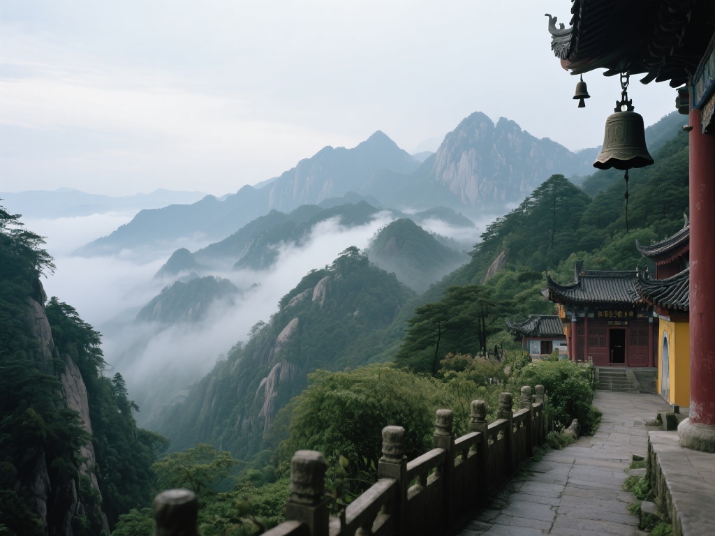 第一次踏上九华山的土地，我便被那连绵起伏的山峦和云